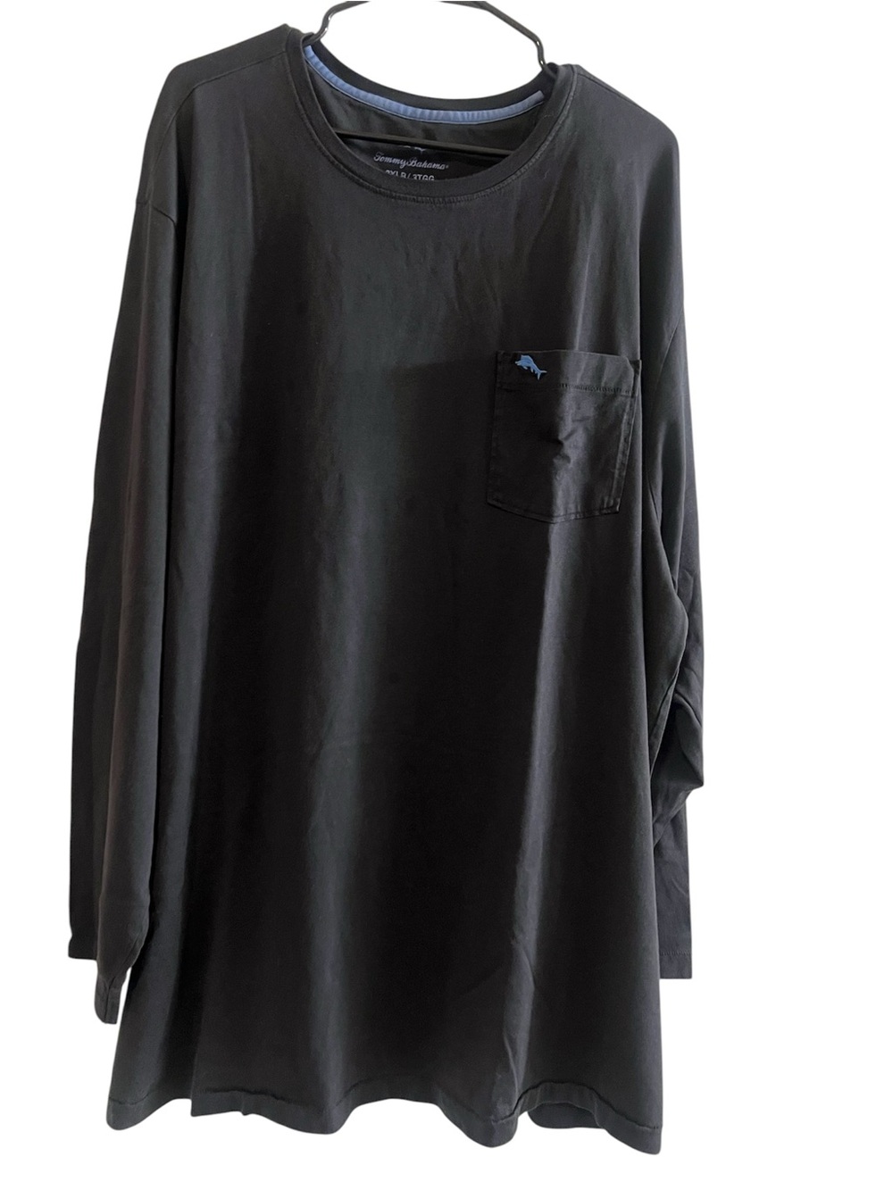 Tommy Bahama Navy Long-Sleeve Pocket Tee with Blue Fish Accent